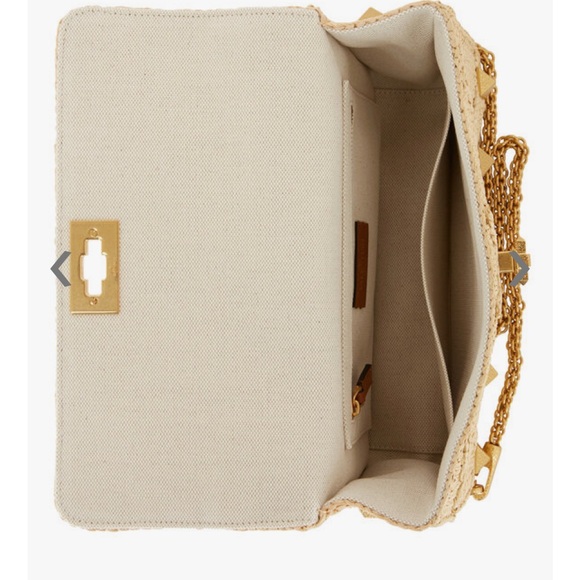 Valentino Raffia Large Roman Stud Shoulder Bag - Picture 9 of 16